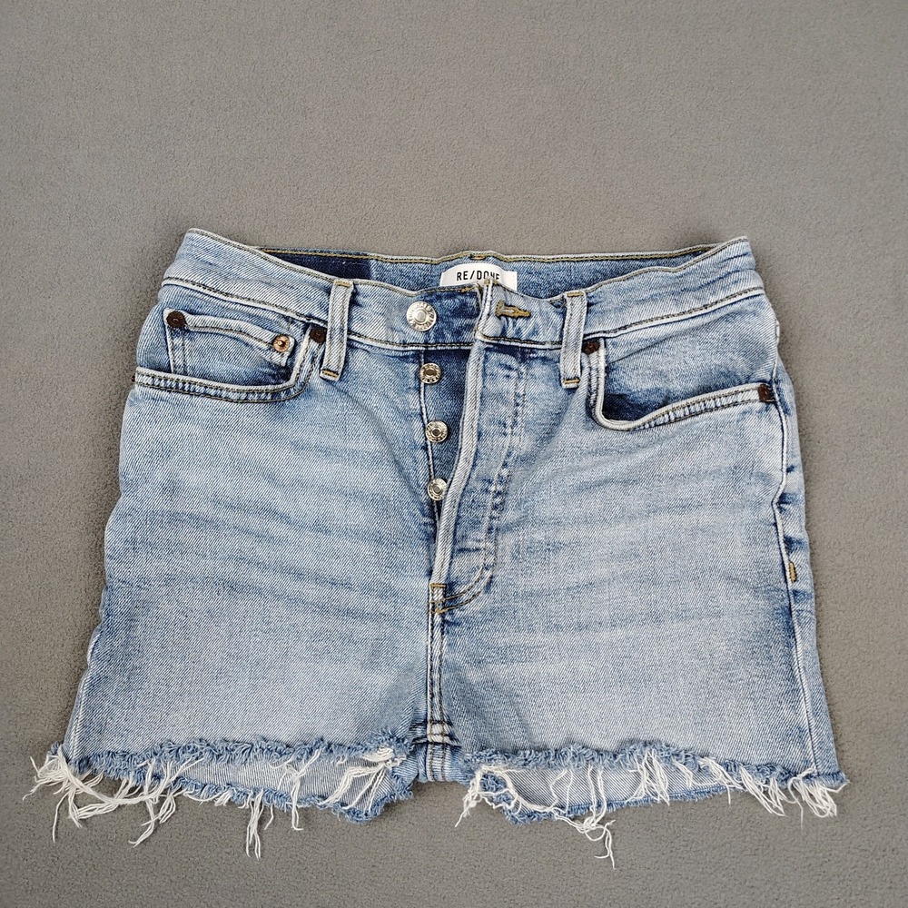 RE/DONE Denim Shorts Women 27 Blue Cutoff Button Fly Jort Festival Cowgirl Beach